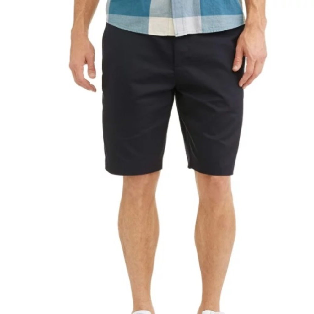 Men’s Navy Flat Front Chino Shorts Size 36 10” Inseam NWT Real School